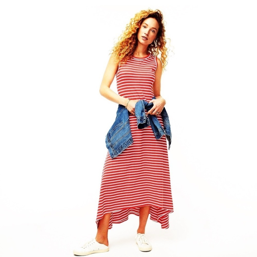 J Crew Striped High-Low Maxi Dress cotton size Small